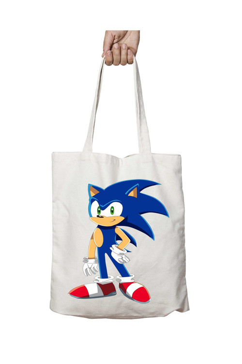 Art hedi̇ye Sonic Hedgehog Karakter iki Tarafı Kalıcı Baskılı Yıkanabilir Okul Plaj Omuz Bez Çantası