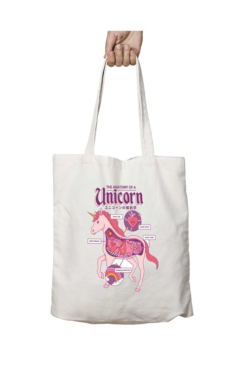 Art hedi̇ye Unicorn Anatomy 2 iki Tarafı Kalıcı Baskılı Yıkanabilir Çanta