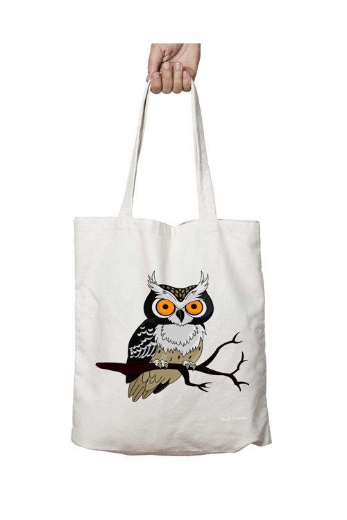 Art hedi̇ye owl dalda baykuş iki Tarafı Kalıcı Baskılı Yıkanabilir Okul Plaj Omuz Bez Çantası