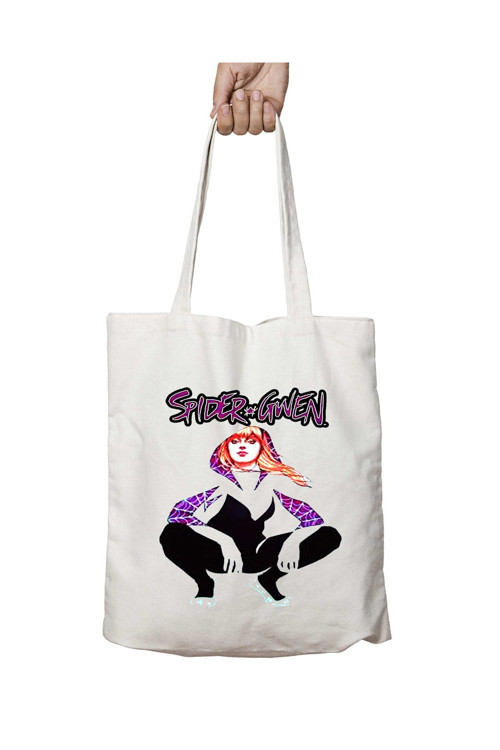 Art hedi̇ye Spider Gwen Örümcek iki Tarafı Kalıcı Baskılı Yıkanabilir Okul Plaj Omuz Bez Çantası