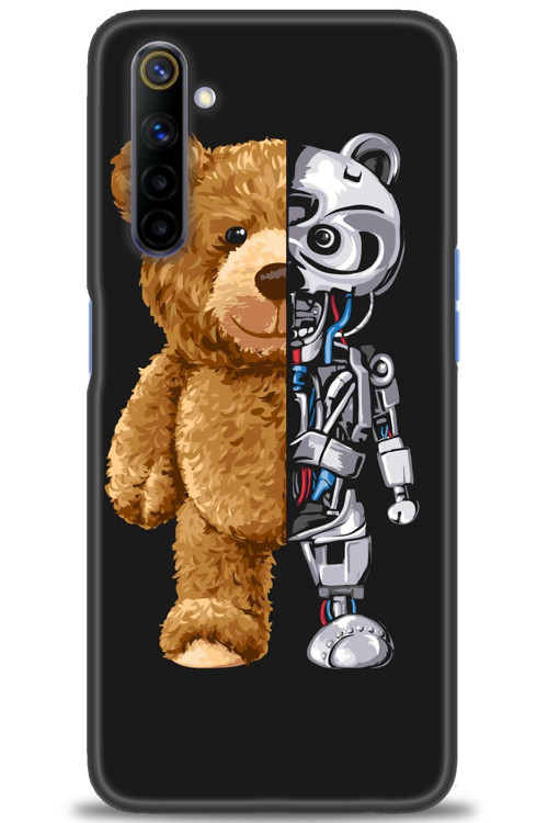 Realme 6 Kılıf HD Baskılı Kılıf - Ayı ve İskeleti