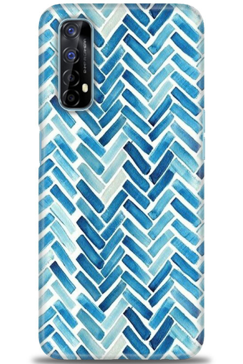 Realme 7 Kılıf HD Baskılı Kılıf - Mavi Çizgiler
