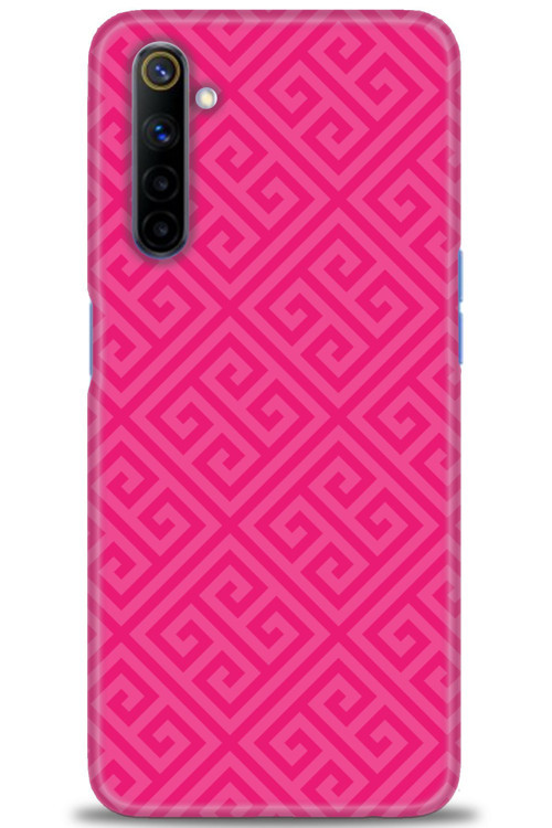 Realme 6 Kılıf HD Baskılı Kılıf - Pembe Mozaik