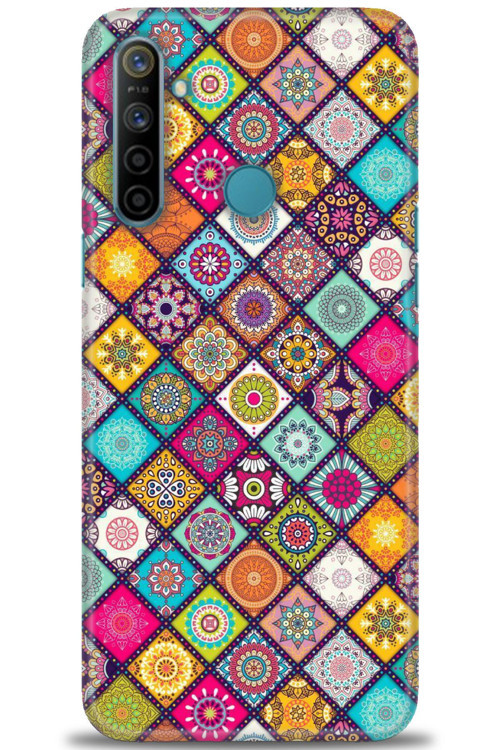 Realme 5i Kılıf HD Baskılı Kılıf - Renkli Mozaik