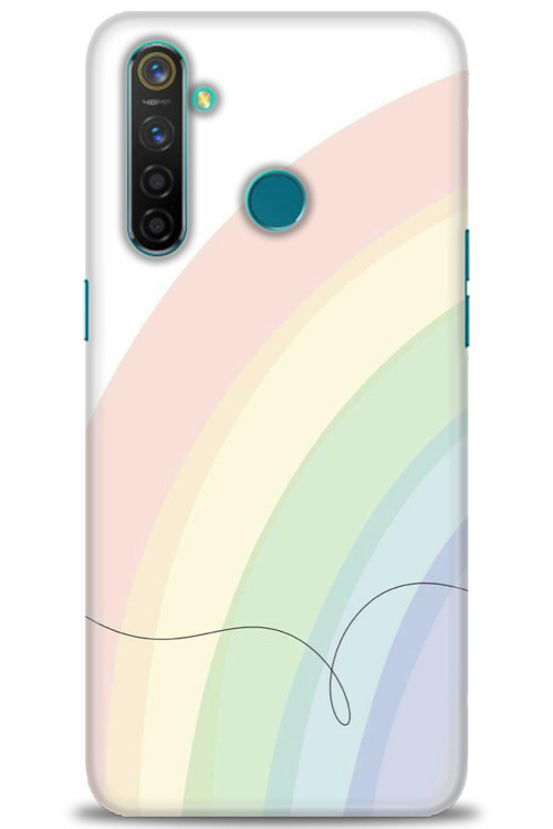 Realme 5 Pro Kılıf HD Baskılı Kılıf - Soft Gökkuşağı