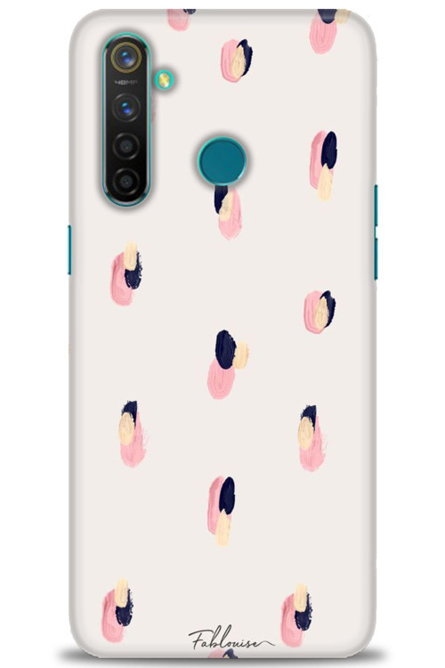 Realme 5 Pro Kılıf HD Baskılı Kılıf - Pembe Lacivert