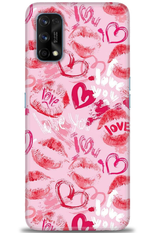 Realme 7 Pro Kılıf HD Baskılı Kılıf - Pembe Love