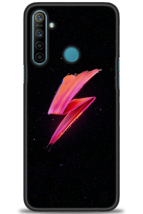 Realme 5i Kılıf HD Baskılı Kılıf - Pembe Şimşek
