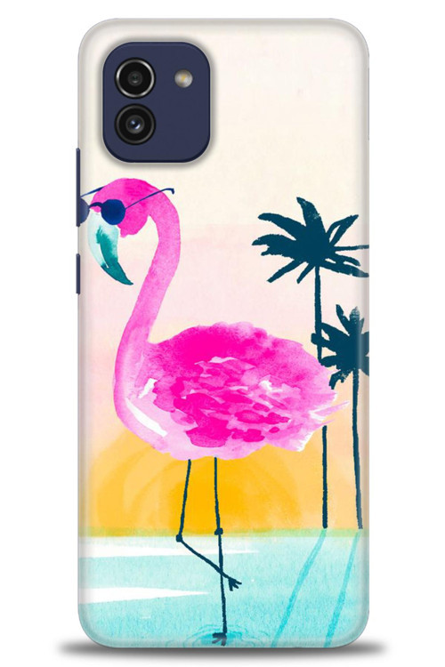 Samsung Galaxy A03 Kılıf HD Baskılı Kılıf - Flamingo