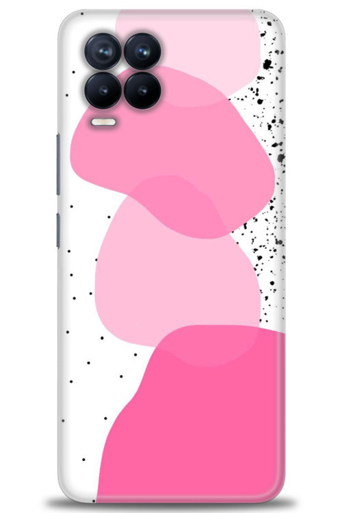 Realme 8 Kılıf HD Baskılı Kılıf - Pembe Beyaz Siyah