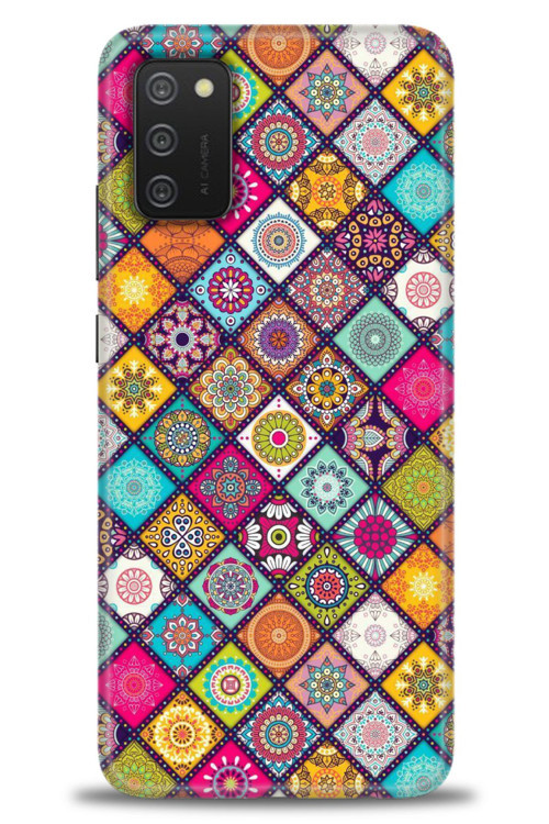 Samsung Galaxy A02S Kılıf HD Baskılı Kılıf - Renkli Mozaik