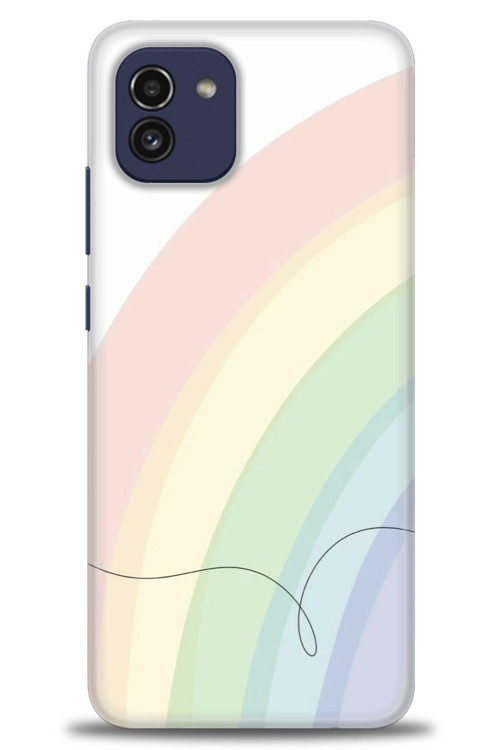 Samsung Galaxy A03 Kılıf HD Baskılı Kılıf - Soft Gökkuşağı