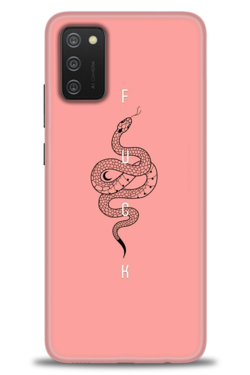 Samsung Galaxy A02S Kılıf HD Baskılı Kılıf - Pembe Yılan