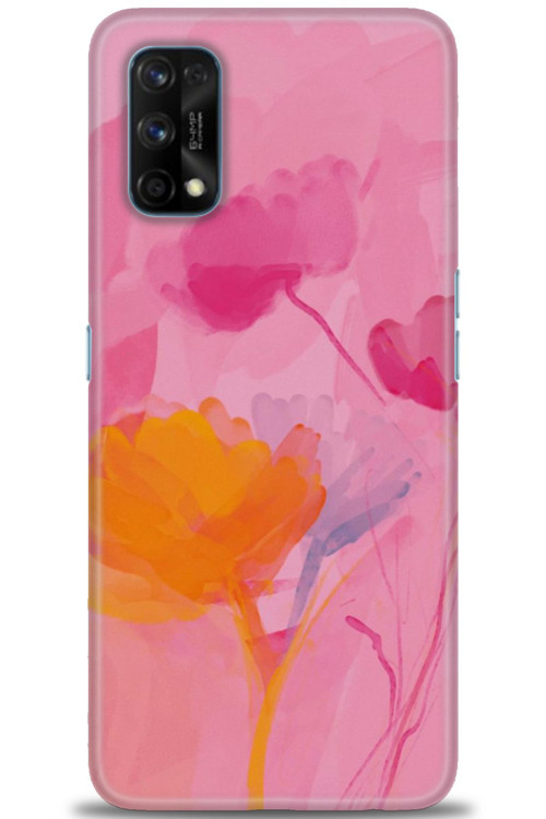 Realme 7 Pro Kılıf HD Baskılı Kılıf - Turuncu Pembe