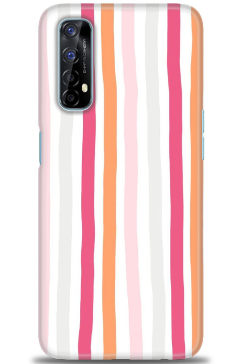 Realme 7 Kılıf HD Baskılı Kılıf - Pembe Çubuklar