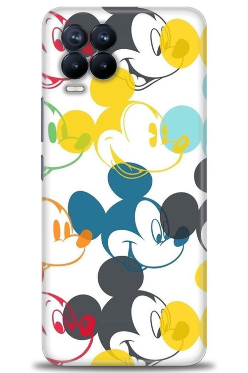 Realme 8 Kılıf HD Baskılı Kılıf - Renkli Mickey Mouse