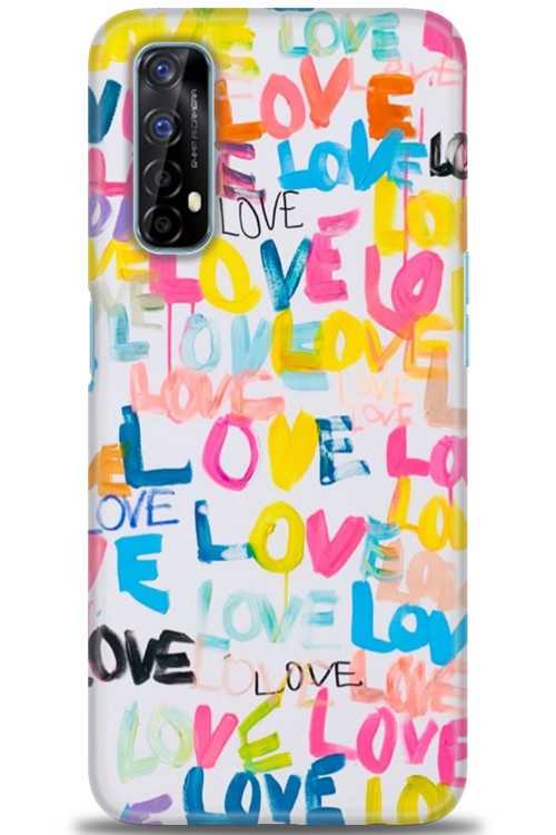 Realme 7 Kılıf HD Baskılı Kılıf - Renkli Love