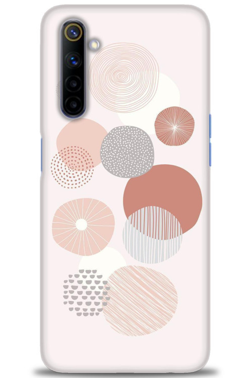 Realme 6 Kılıf HD Baskılı Kılıf - Pembe Daireler