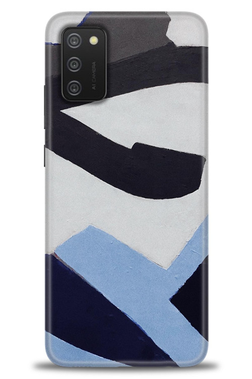 Samsung Galaxy A03S Kılıf HD Baskılı Kılıf - Gri Mavi