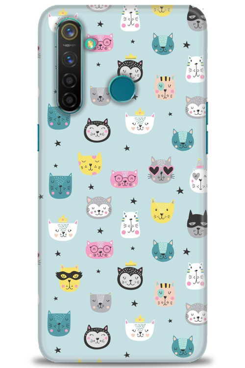 Realme 5 Pro Kılıf HD Baskılı Kılıf - Cats