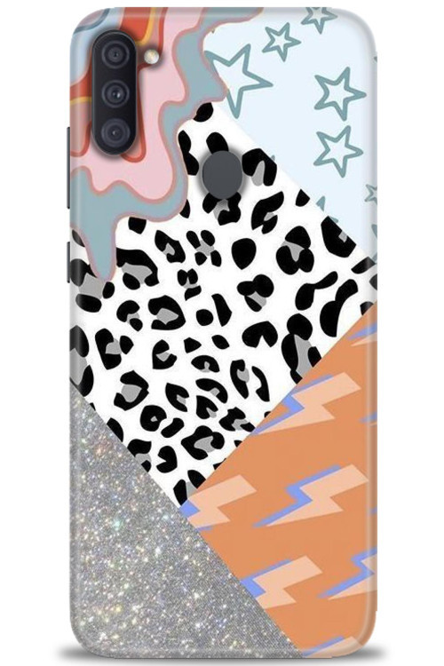 Samsung Galaxy A11 Kılıf HD Baskılı Kılıf - Leopar ve Şimşekler