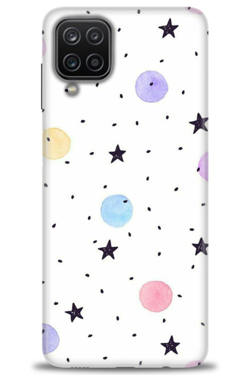 Samsung Galaxy A12 Kılıf HD Baskılı Kılıf - Yıldız ve Daireler