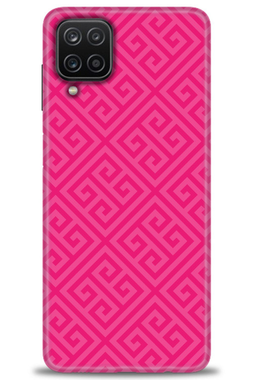 Samsung Galaxy A12 Kılıf HD Baskılı Kılıf - Pembe Mozaik