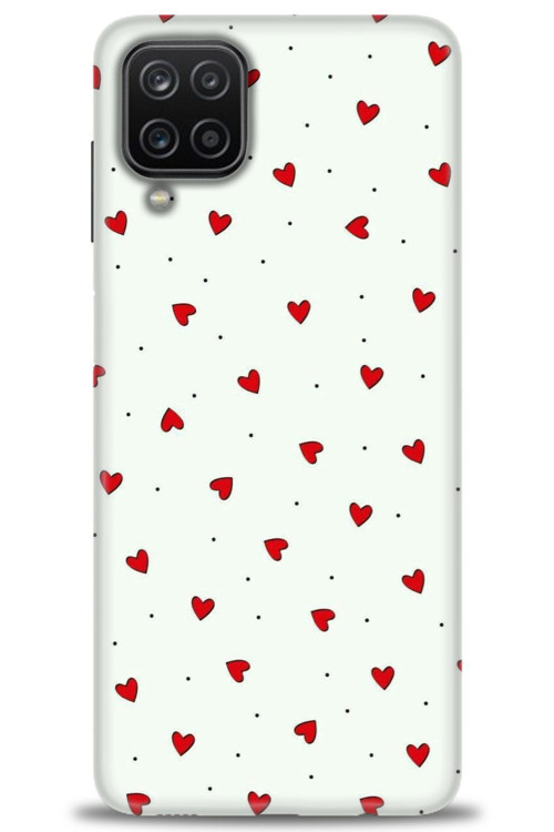 Samsung Galaxy A12 Kılıf HD Baskılı Kılıf - Mini Mini Kalpler