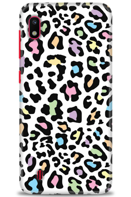 Samsung Galaxy A10 Kılıf HD Baskılı Kılıf - Renkli Leopar