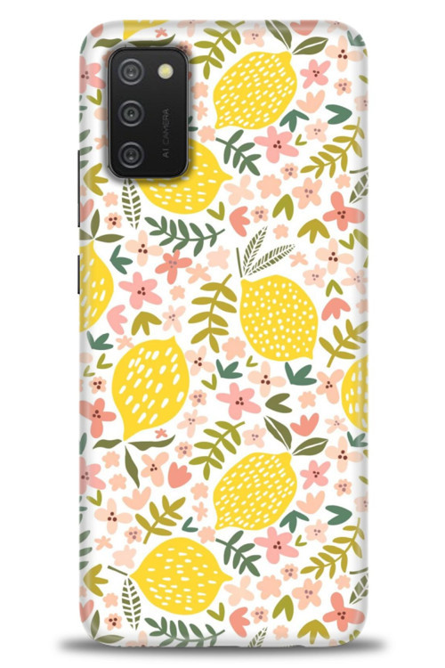 Samsung Galaxy A02S Kılıf HD Baskılı Kılıf - Limon ve Çiçekler