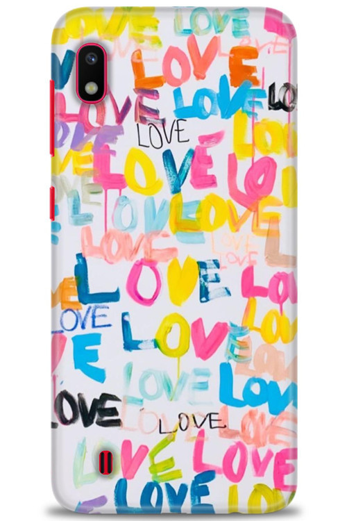 Samsung Galaxy A10 Kılıf HD Baskılı Kılıf - Renkli Love