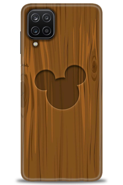 Samsung Galaxy A12 Kılıf HD Baskılı Kılıf - Ahşap Mickey