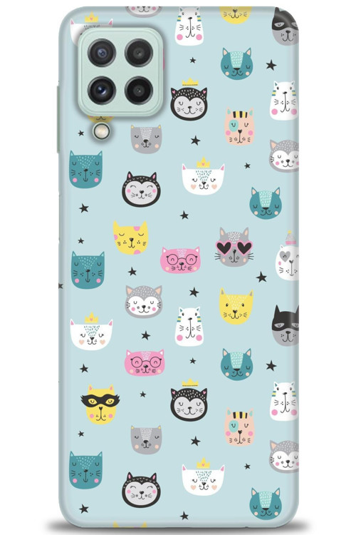 Samsung Galaxy A22 Kılıf HD Baskılı Kılıf - Cats