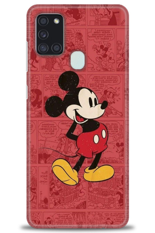 Samsung Galaxy A21S Kılıf HD Baskılı Kılıf - Kırmızı Mickey