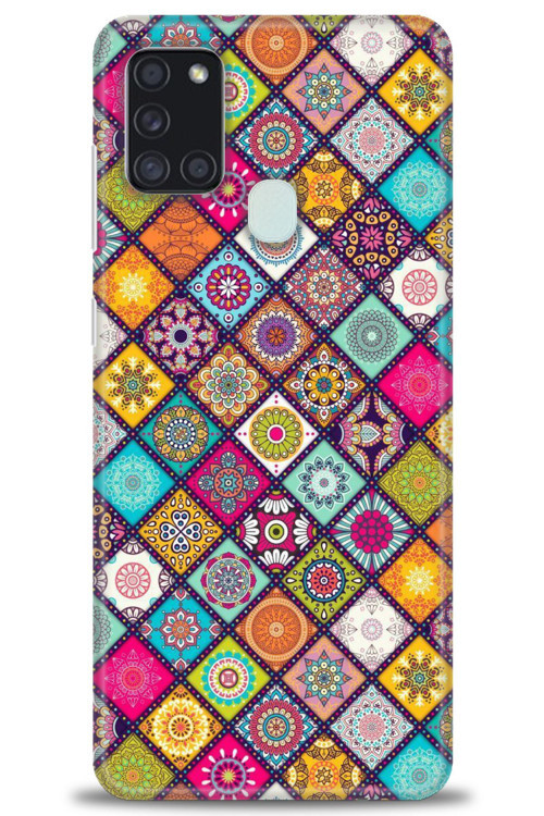 Samsung Galaxy A21S Kılıf HD Baskılı Kılıf - Renkli Mozaik