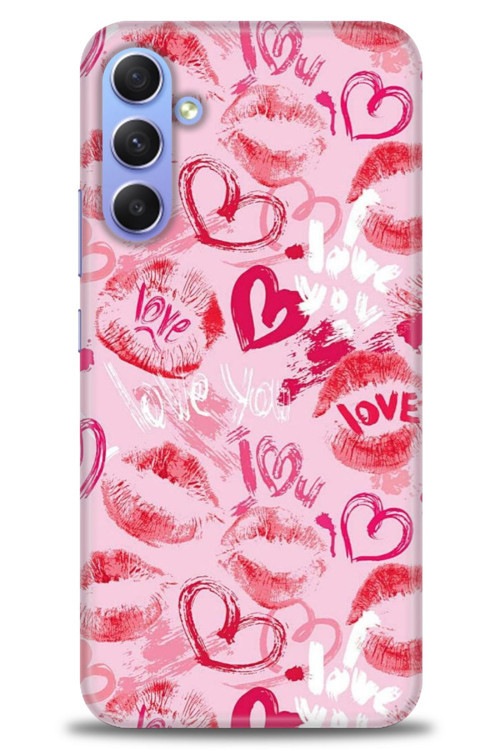 Samsung Galaxy A24 Kılıf HD Baskılı Kılıf - Pembe Love