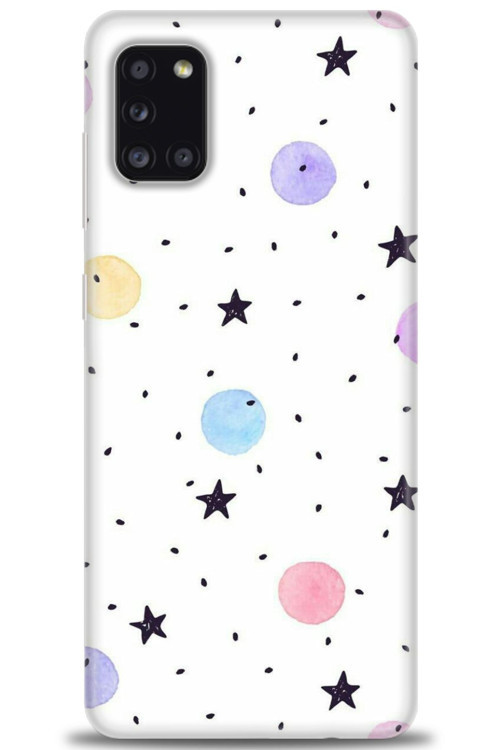Samsung Galaxy A31 Kılıf HD Baskılı Kılıf - Yıldız ve Daireler