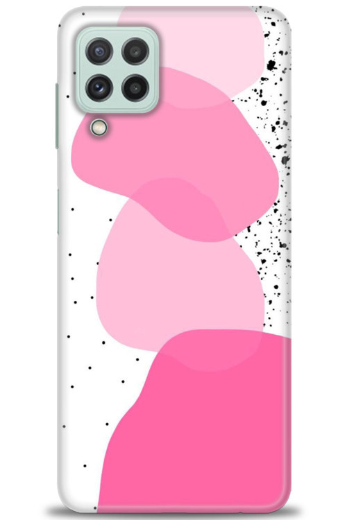 Samsung Galaxy A22 Kılıf HD Baskılı Kılıf - Pembe Beyaz Siyah