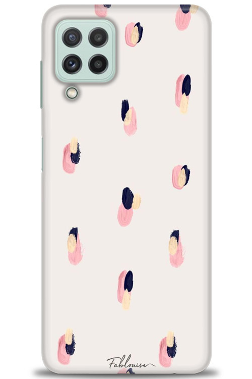 Samsung Galaxy A22 Kılıf HD Baskılı Kılıf - Pembe Lacivert