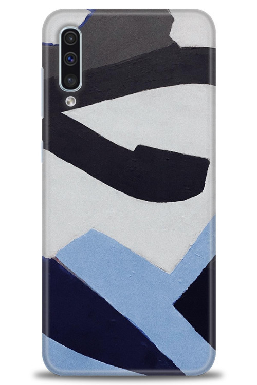 Samsung Galaxy A50S Kılıf HD Baskılı Kılıf - Gri Mavi