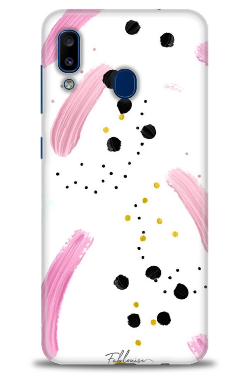 Samsung Galaxy A30 Kılıf HD Baskılı Kılıf - Pembe ve Benekler