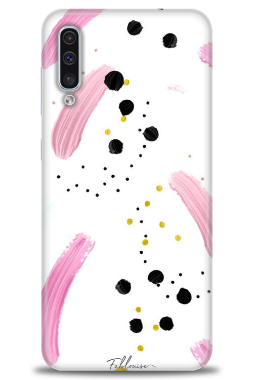 Samsung Galaxy A50S Kılıf HD Baskılı Kılıf - Pembe ve Benekler