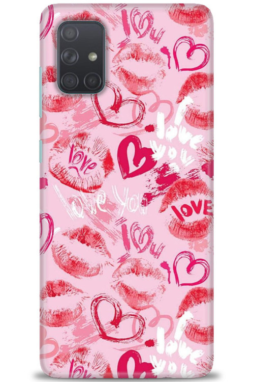 Samsung Galaxy A51 Kılıf HD Baskılı Kılıf - Pembe Love