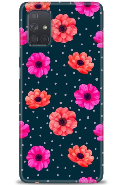 Samsung Galaxy A51 Kılıf HD Baskılı Kılıf - Puantiye ve Çiçekler