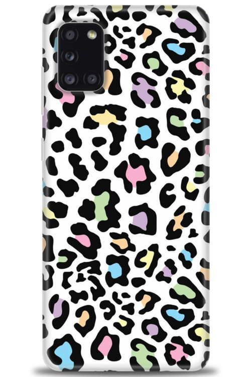 Samsung Galaxy A31 Kılıf HD Baskılı Kılıf - Renkli Leopar