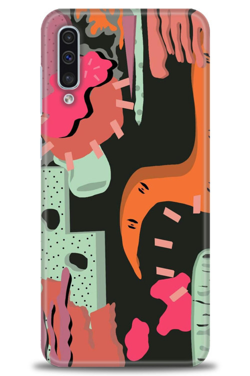 Samsung Galaxy A30S Kılıf HD Baskılı Kılıf - Turuncu Siyah