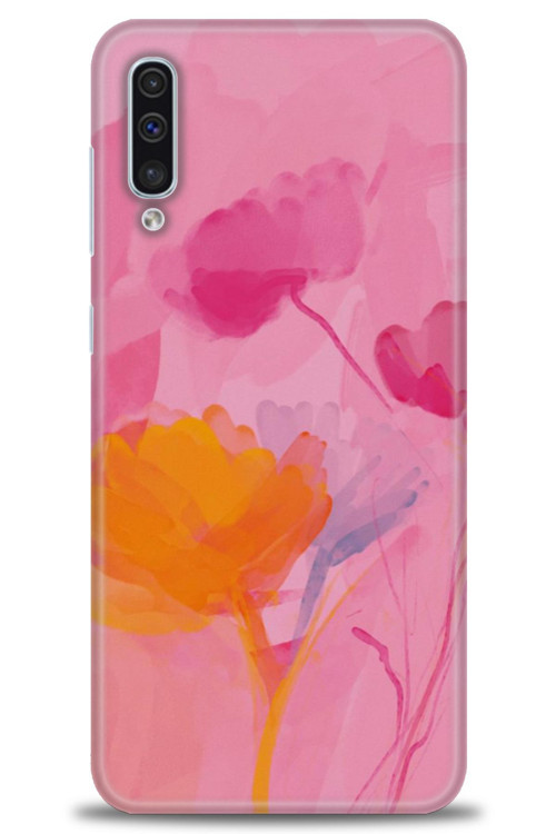 Samsung Galaxy A30S Kılıf HD Baskılı Kılıf - Turuncu Pembe