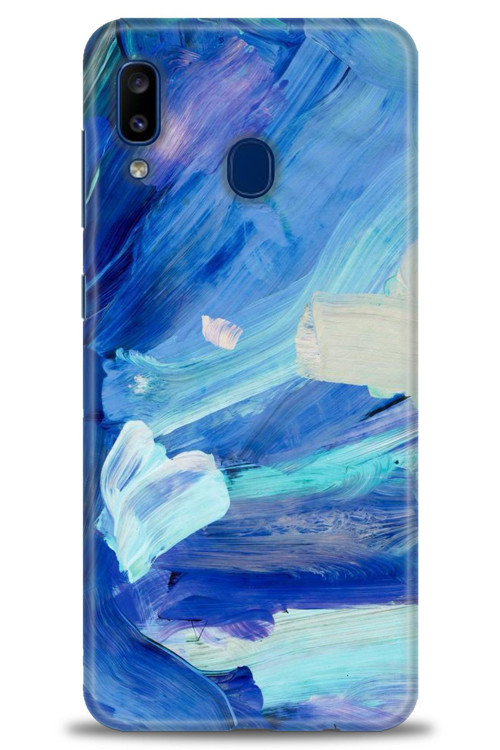 Samsung Galaxy A30 Kılıf HD Baskılı Kılıf - Mavi Beyaz