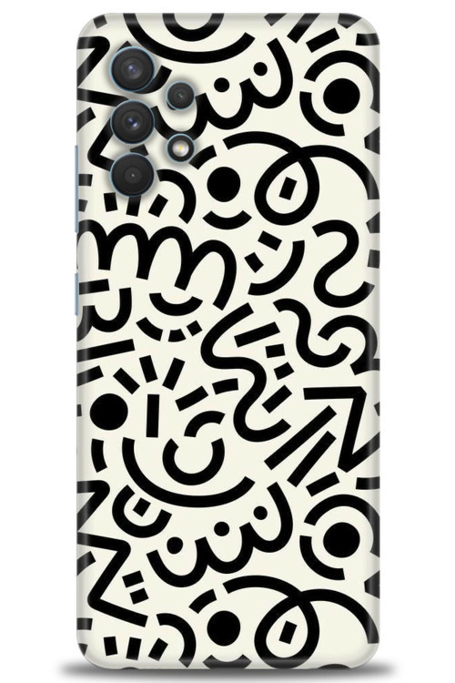 Samsung Galaxy A32 Kılıf HD Baskılı Kılıf - Siyah Beyaz