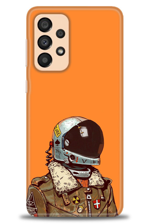 Samsung Galaxy A33 5G Kılıf HD Baskılı Kılıf - Turuncu Astronot